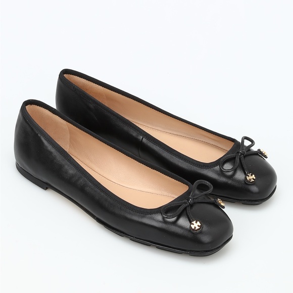 Tory Burch Laila Driver Ballet Flats, Nappa Leather/Grosgrain, Perfect Black - Picture 1 of 7